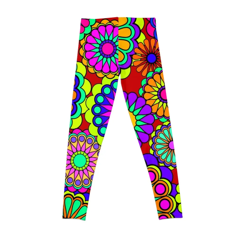 Flower Power Retro Style Hippy Flowers Leggings Women's fitness for girls Womens Leggings