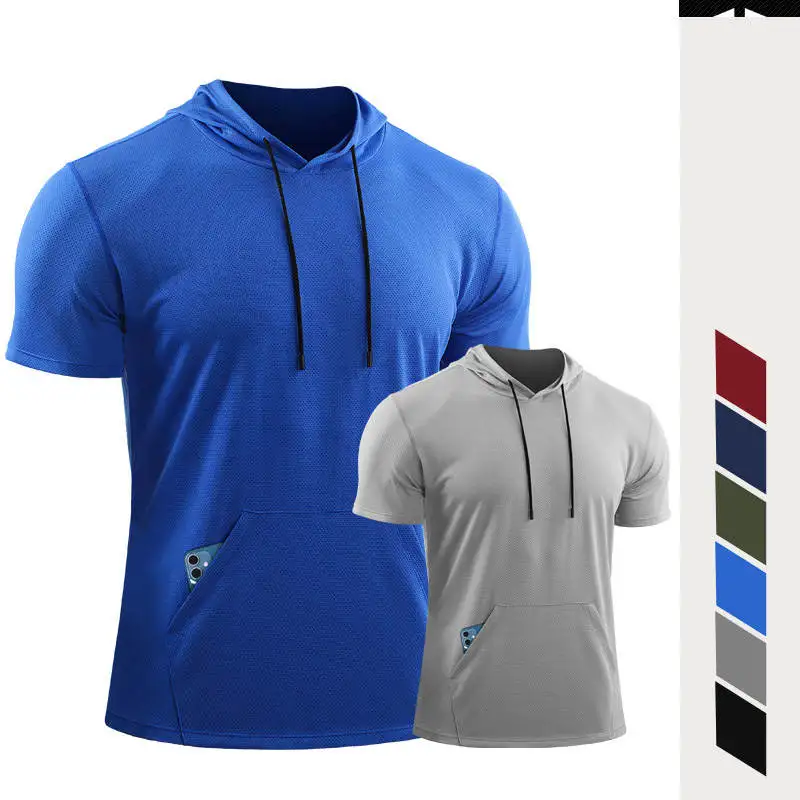 Men's Outdoor Running Fitness T-shirt Hoodies Quick Dry Sport Shirt Men Top Gym Trainning Exercise Coat Male Sweater Clothes 510