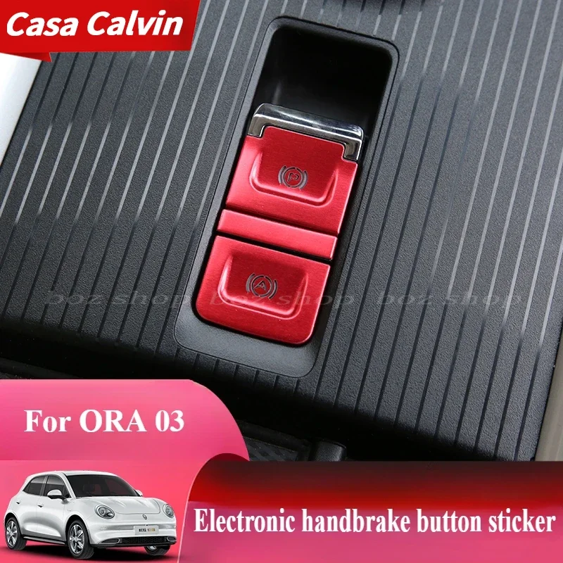 For GWM ORA 03GT Big Dog Third Generation H6 Red Rabbit Interior Decoration Electronic Handbrake Button Sticker Sequin