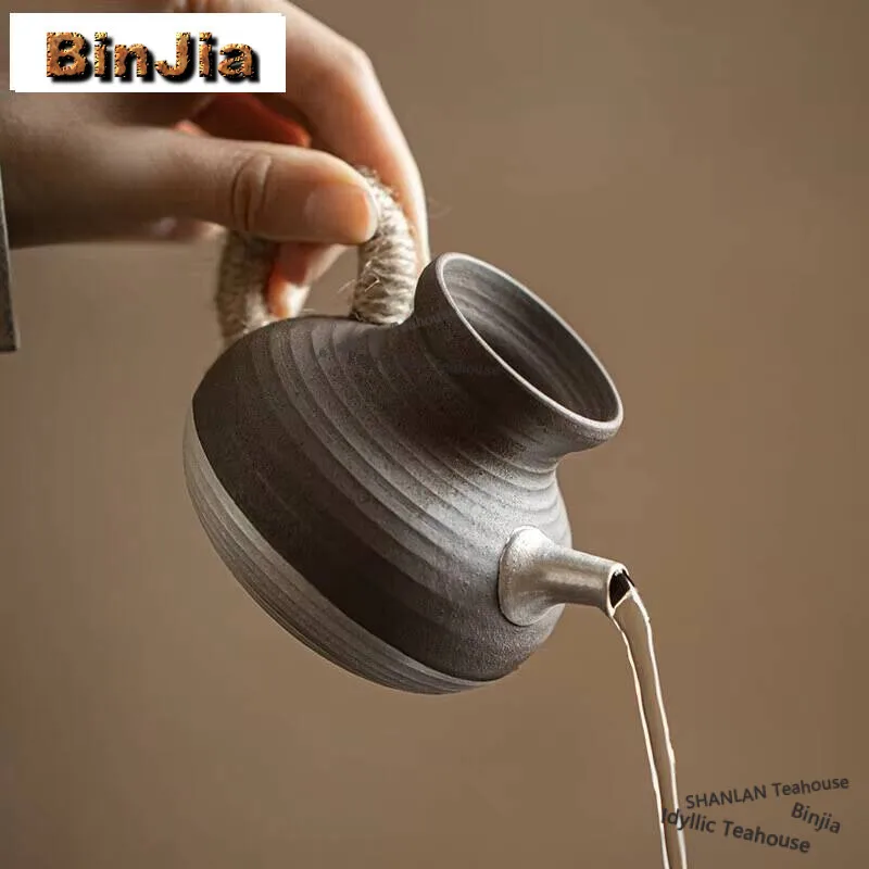170ml Handmade Old Rock Mud Tea Pitcher Coarse Pottery Justice Cup Imitation Song Fair Cup Tea Splitting Japanese Kung Fu Teaset