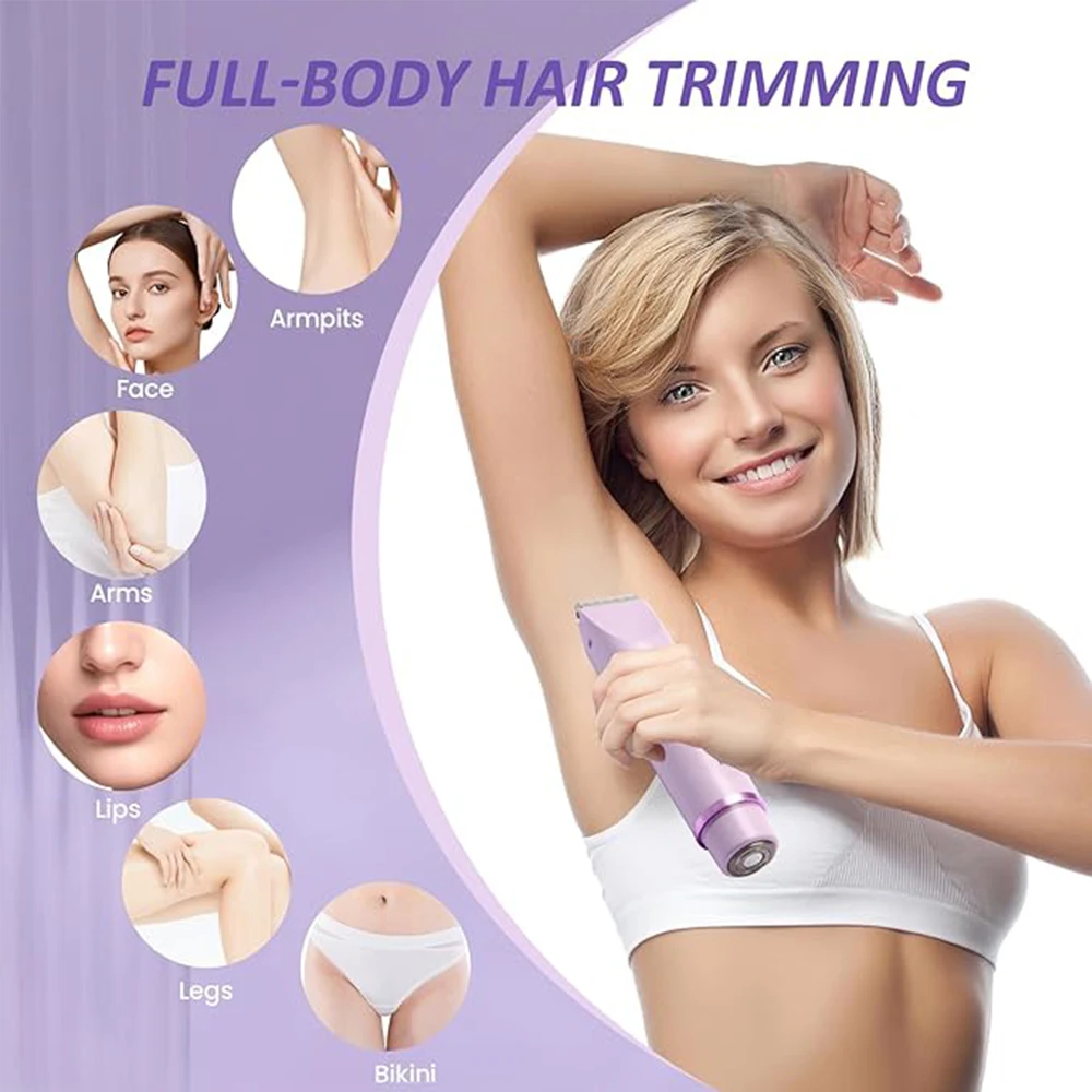 

Electric Razors for Women 2 in 1 Electric Shaver for Pubic Hair Trimmer IPX7 Waterproof Wet&Dry Use Bikini Shaver for Body