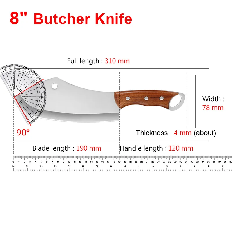 Heavy Knife Hand Forge Blade Boning Butcher Kitchen Knife Chef Cleaver Meat Chopping Vegetable Utility Knife Slicing Fish Fruit