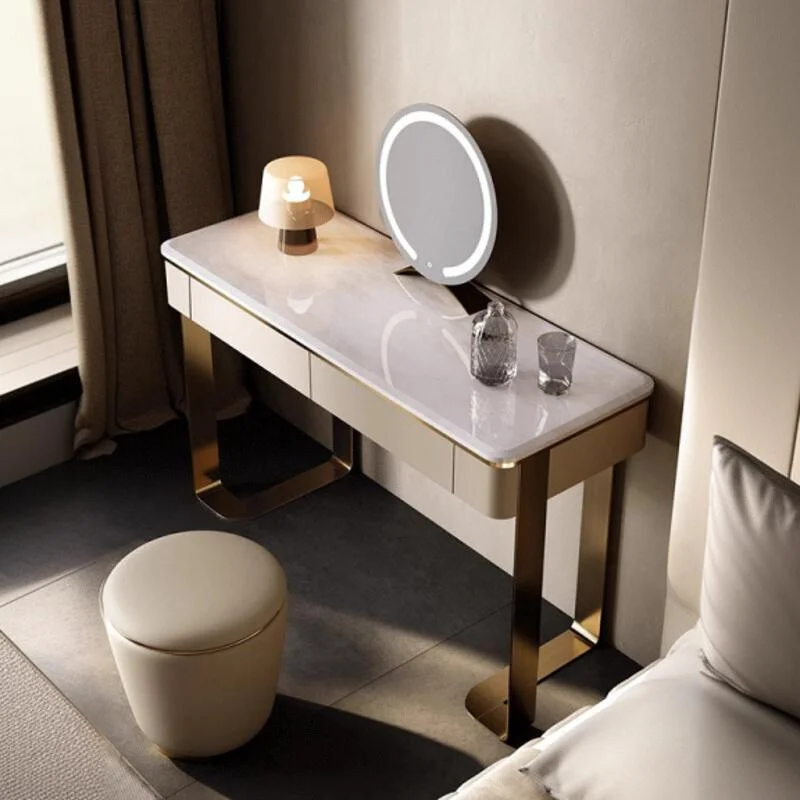 

Girls Glossy Vanity Table Dest Decoration French Modern Corner Dressing Table Small Long Makeup Tafel Furnitures For Bedroom