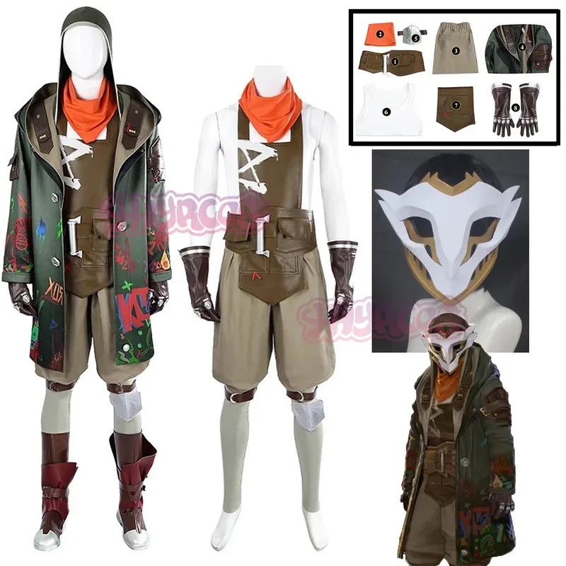 

Anime Ekko Cosplay Game LOL Arcane Cosplay Costume White Wig Mask Men Suit Shoes Coat Christmas Holloween Roleplay Customized