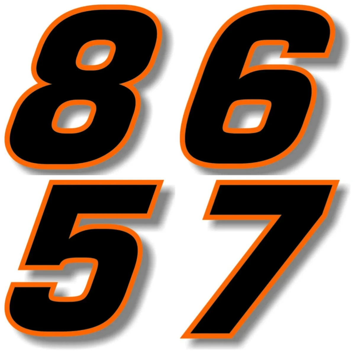 

Waterproof PVC Car Sticker Custom Race Number Square Font Black with Orange Border Self-adhesive Decal