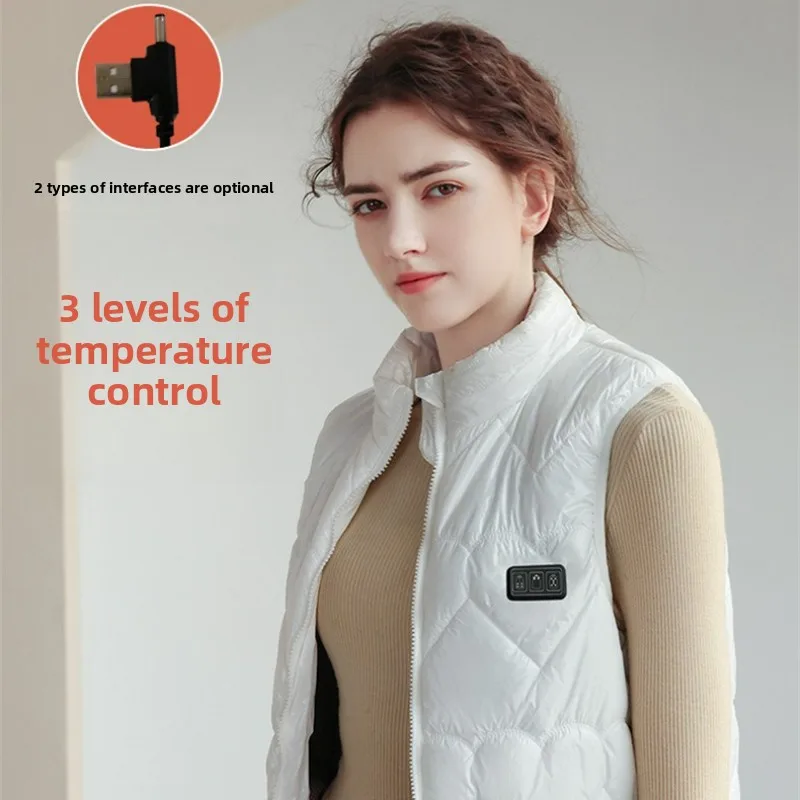 Heated Vest Bright-faced Smart 3-gear Electric Self heating Sleeveless Jacket Women Winter Snow Hiking Extremely Cold Warm Vests