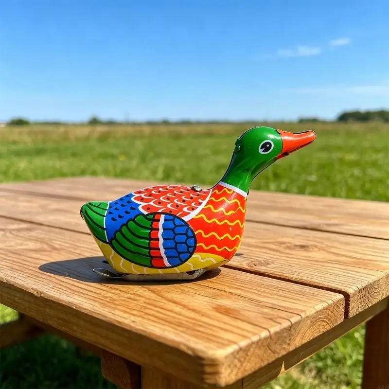 Nostalgic Tinplate Swim Duck Wind Up Mechanical Toy Handcrafts Ornament For Adult Collectors And Kids Birthday Gift A2UB