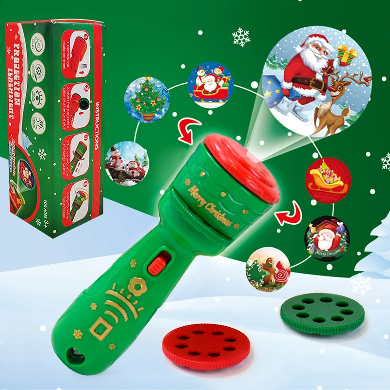 أطفال العارض مصباح يدوي لعبة الإضاءة المعرفية الكرتون عيد الميلاد نمط متعة العارض الأطفال صبي فتاة هدية