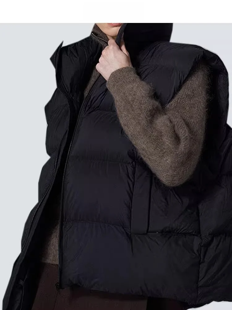 レディース オルト ルーズ ダウンベスト 秋冬 ストリート スタイル ファッション トレンド ホワイト ダウン フェザー ジャケット 大きいサイズ アウター