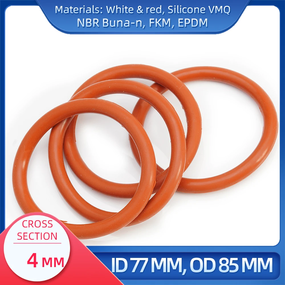 

O Ring CS 4 mm ID 77 mm OD 85 mm Material With Silicone VMQ NBR FKM EPDM ORing Seal Gask