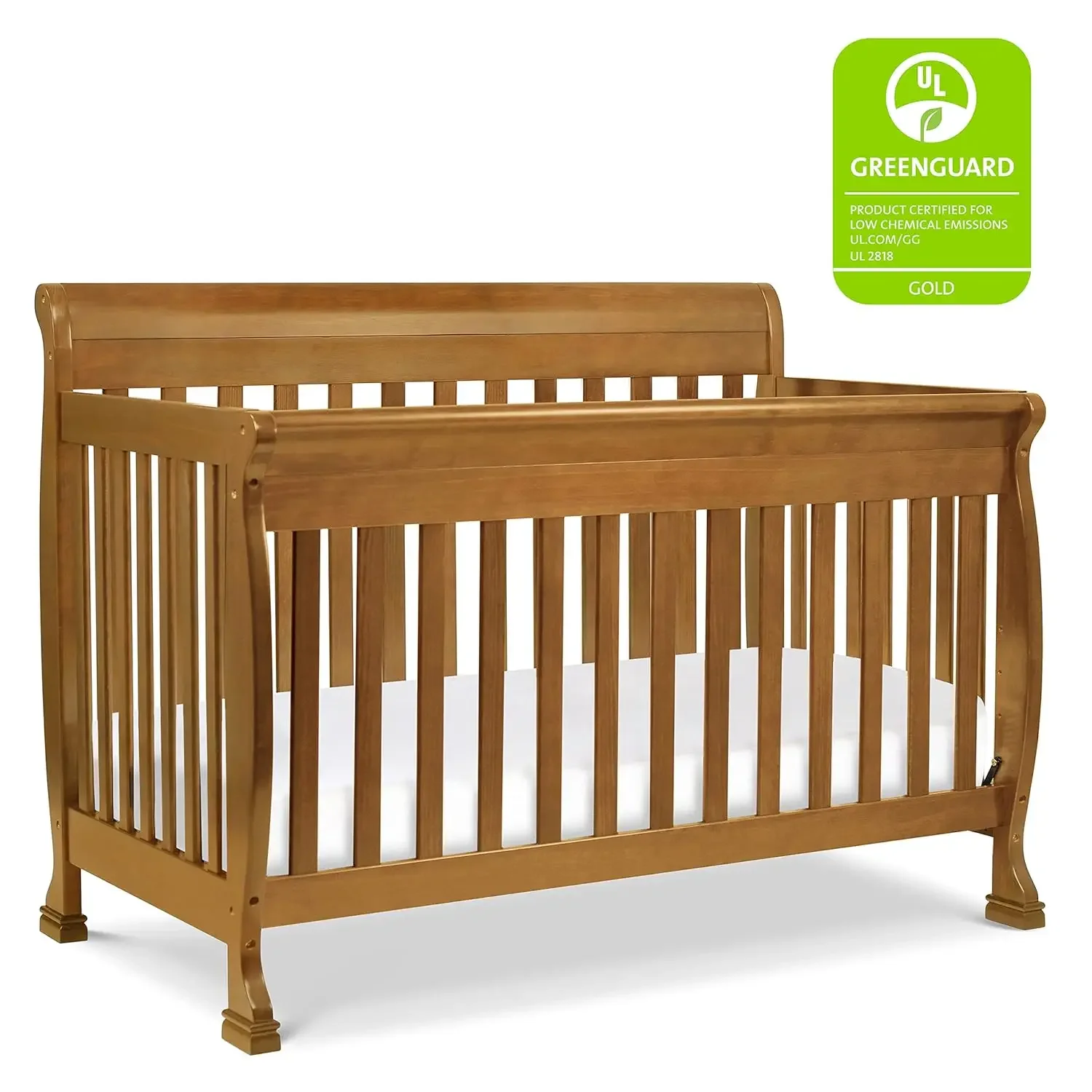 Modern 4-in-1 Convertible Crib In Chestnut, Gold Certified