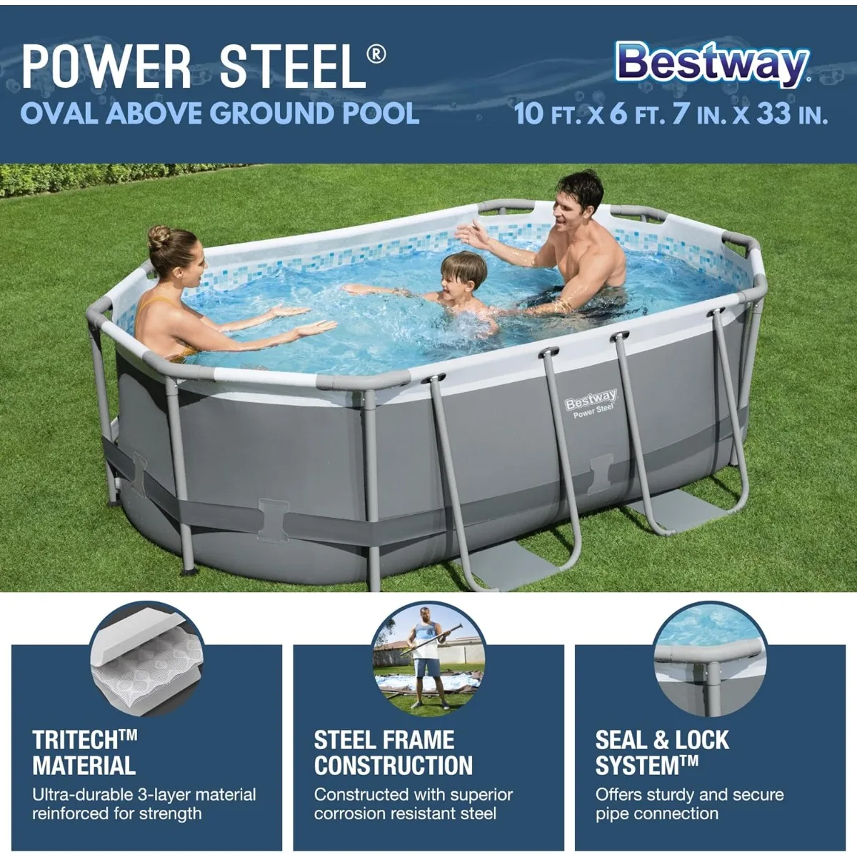 Oval Above Ground Pool Set (10' x 6'7