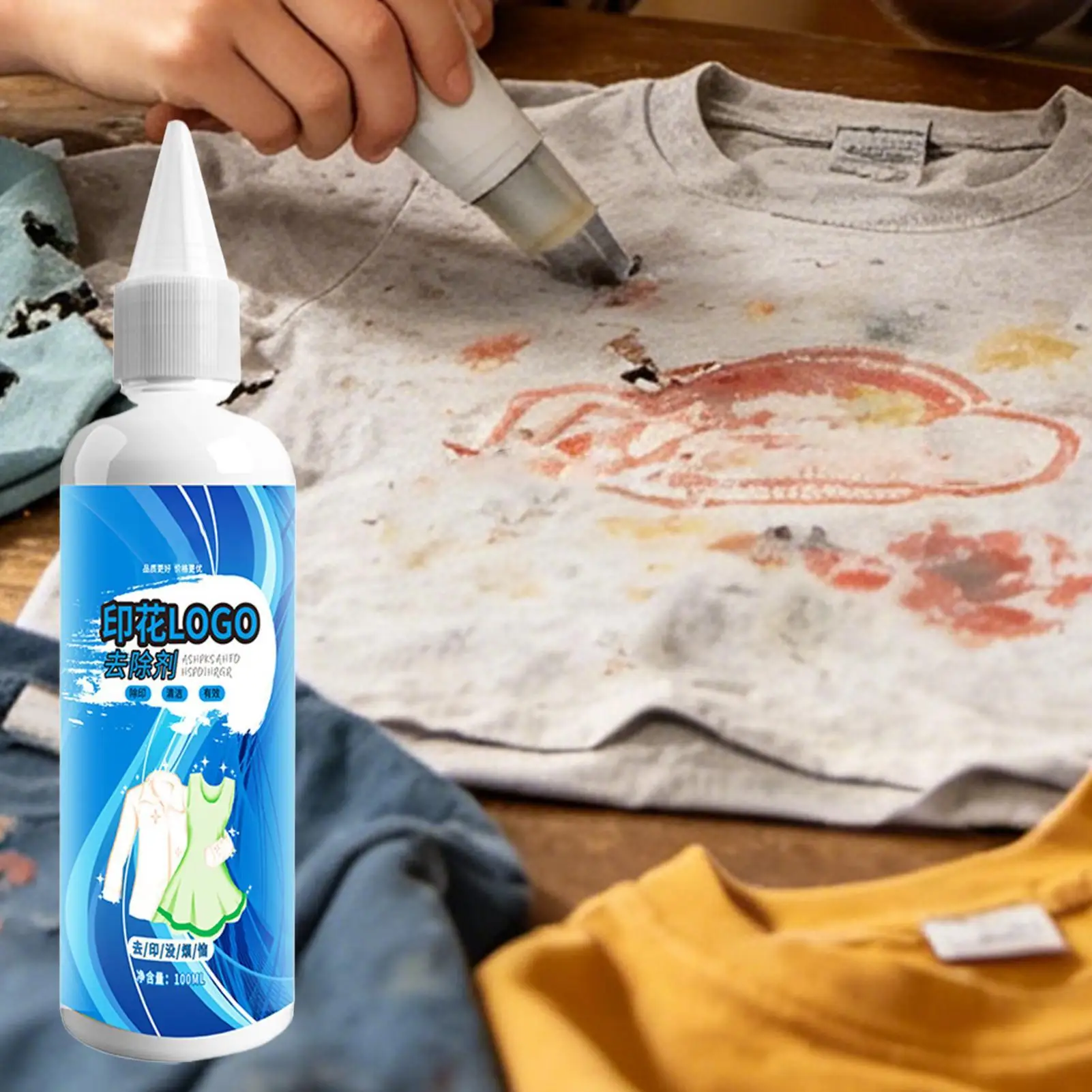 Clothing Printing Remover Effectively Eliminate Graphics Sticky Residues Erasing Printed Logos and Stain Clothing Cleaning Agent