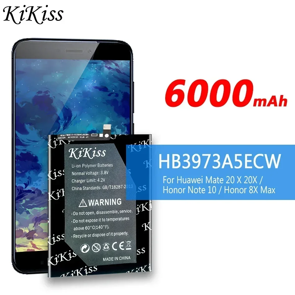 6000mAh KiKiss Battery HB3973A5ECW HB4073A5ECW For Huawei Mate 20 X (Not for Huawei Mate 20 X 5G)/For Honor Note 10 8X Max