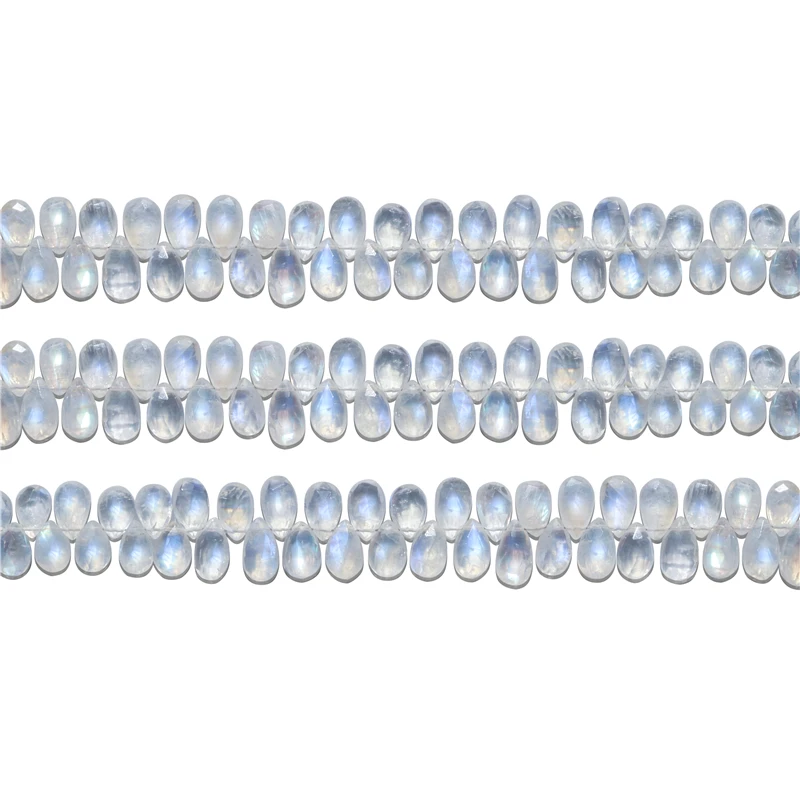 Natural Stone 7A Moonstone Flat Drop Faceted Beads 6x8-10MM For Jewelry Making Diy Bracelet  Necklace