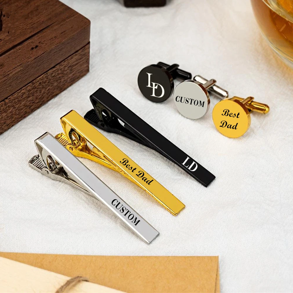 남성용 커프스 단추 및 타이 클립 세트 맞춤형 이름 커 - Tie Clip Bar Set Stainless Steel 리뷰 및 가격