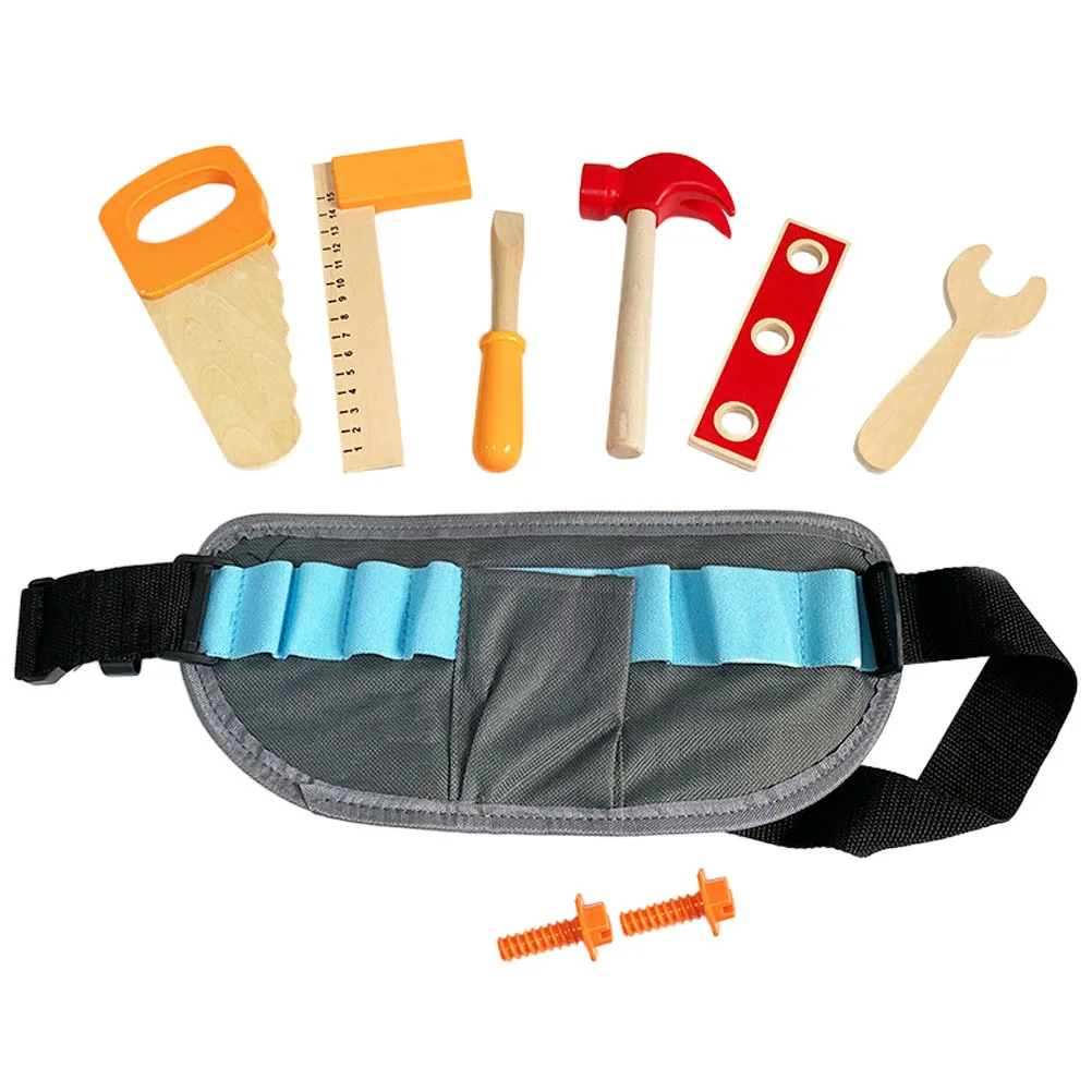 1 conjunto de ferramentas de reparo de imitação de madeira, bordas suaves seguras, conjunto de aprendizagem cognitiva para crianças, presente educacional precoce