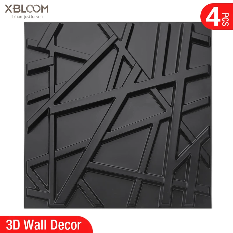 4pcs 50x50cm Moulding Lines 3D Wall Panels Stone Pattern Wall Tiles 3D Wall Sticker Living Wallpaper Waterproof Bathroom Kitchen