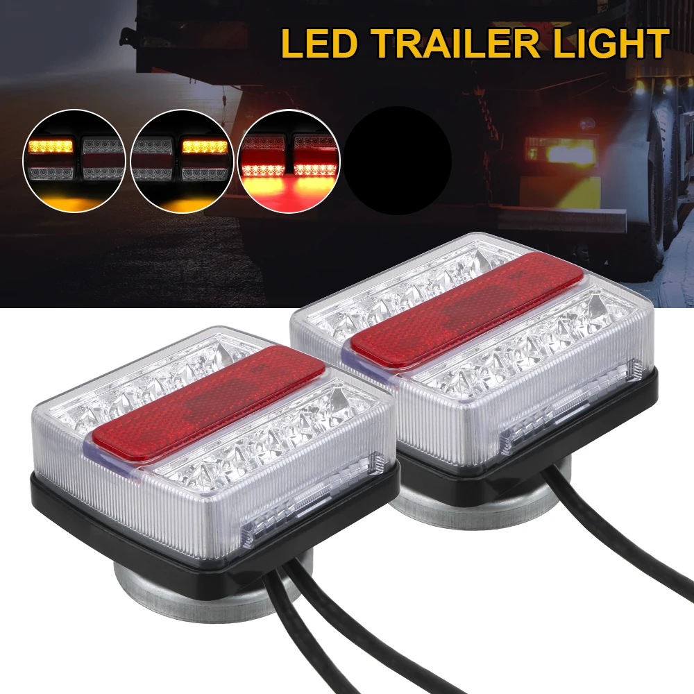 12V 16 LED  Trailer Tail Towing Light Rear Indicator Brake Reflector Number Plate Powerful Magnet Easy Fit