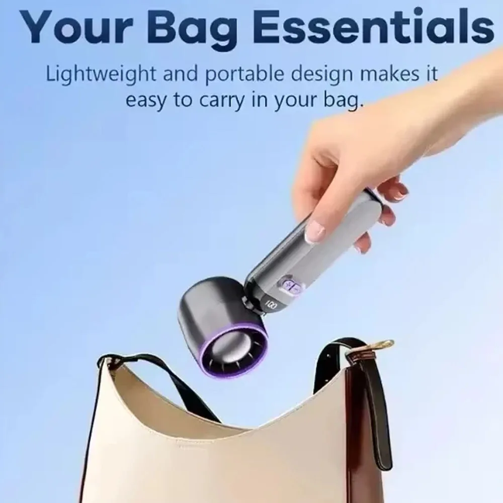 Handheld Mini Fan Foldable Portable Neck Hanging Fans 5 Speed USB Rechargeable Fan with Phone Stand and Display Screen