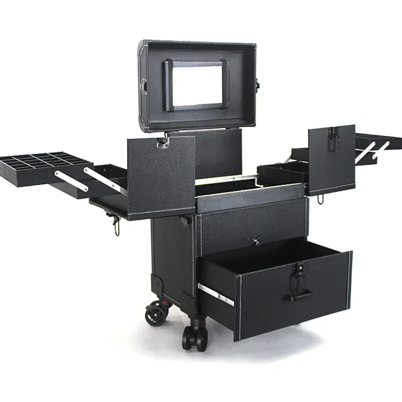 Многофункциональная коробка из алюминиевого сплава. Профессиональный футляр для ухода за ногтями, косметичка, ящик для инструментов на тележке для вышивки.