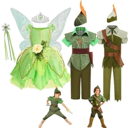 Fancy Girl Flower Fairy Tinker Bell Dress boys Halloween Peter Pan Elf Cosplay costumes Masquerade Party TinkerBell Ball Gowns