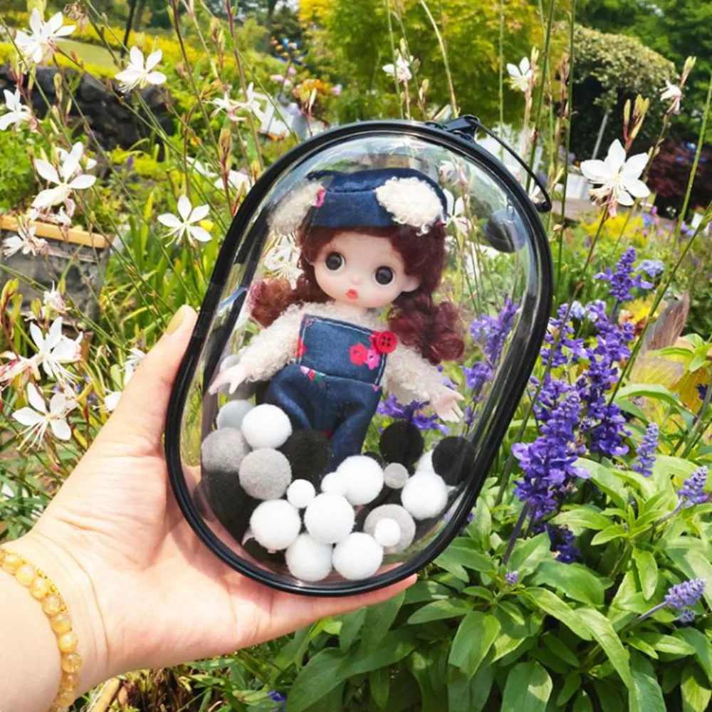 

Dustproof Outdoor Doll Storage Box Thicken Clear Doll Display Storage Bags 18cm Transparent Mini Doll Outdoor Pouch Cotton Doll