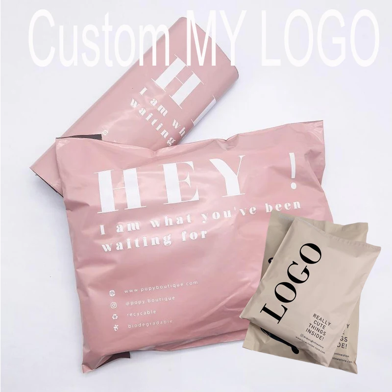 Eco Friendly Biodegradable Custom Poly Shipping Mailer Printed Logo Compostable Mailer Envelope Customers Polymailer Rose Gold