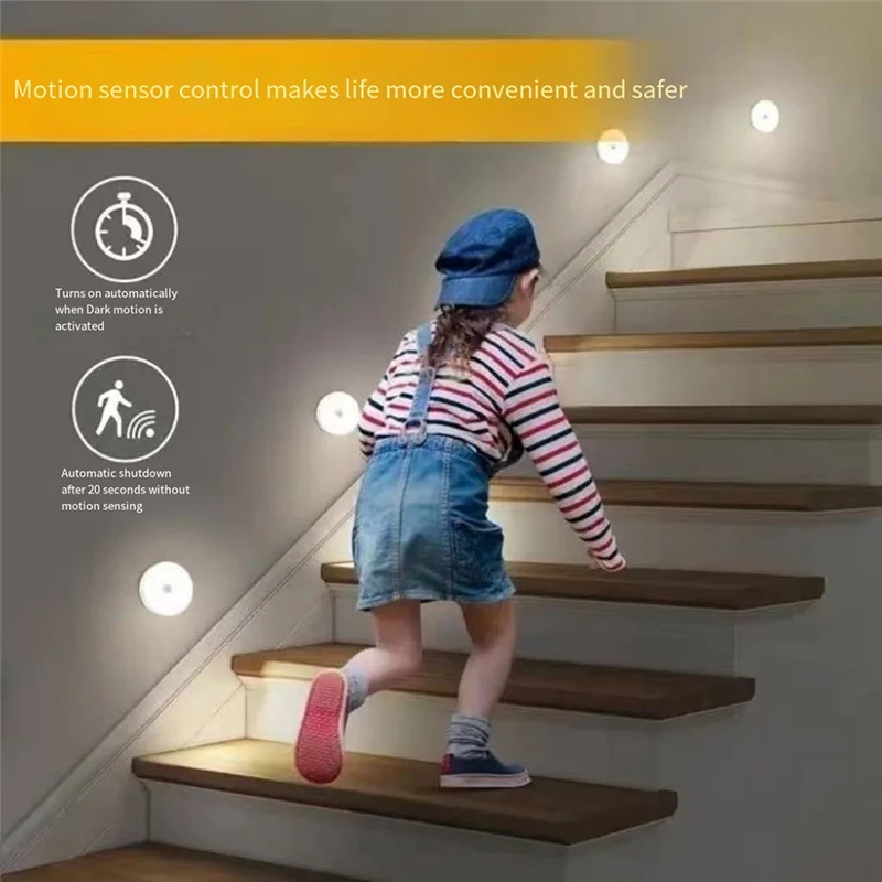 B84B-LED Remote Control Three-Color Cabinet Light, Motion Sensor Rechargeable Light, Under Counter Light (6-Pack)