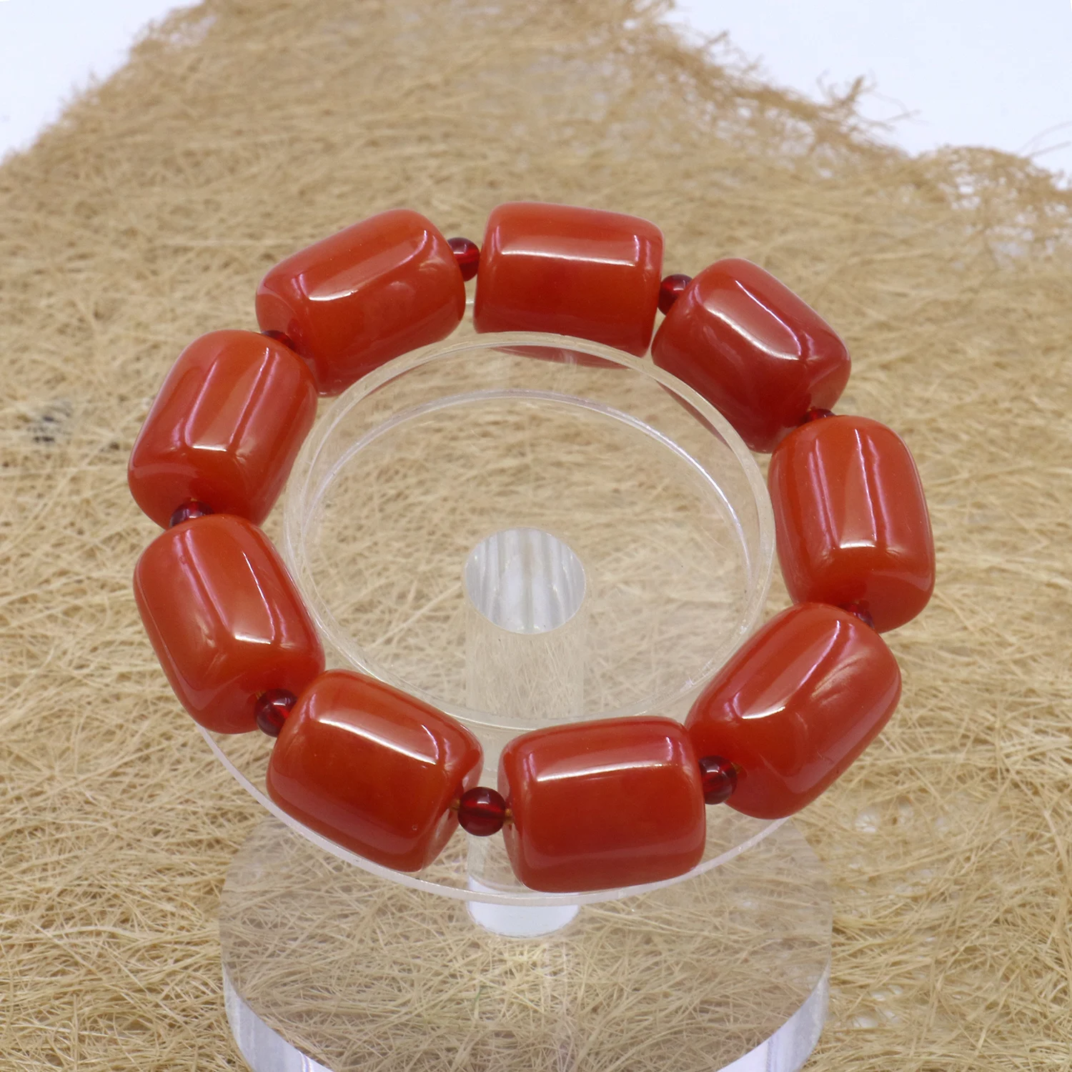6&20X23mm Round Cylinder Orange Red Resin Bracelet Turkey Turquoise Men`s Hand Wear Fashion Jewelry Making Design Accessories