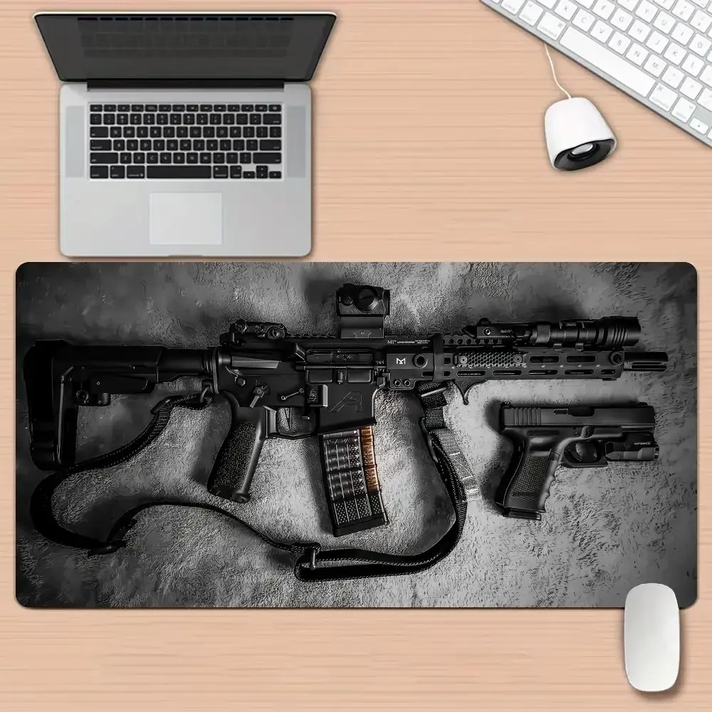 Tactical Rifle Theme Large Mouse Pad Desk Mat Stitched Edge Non Slip Durable Pc Accessories Gun Parts Table Mats Mouse Carpet