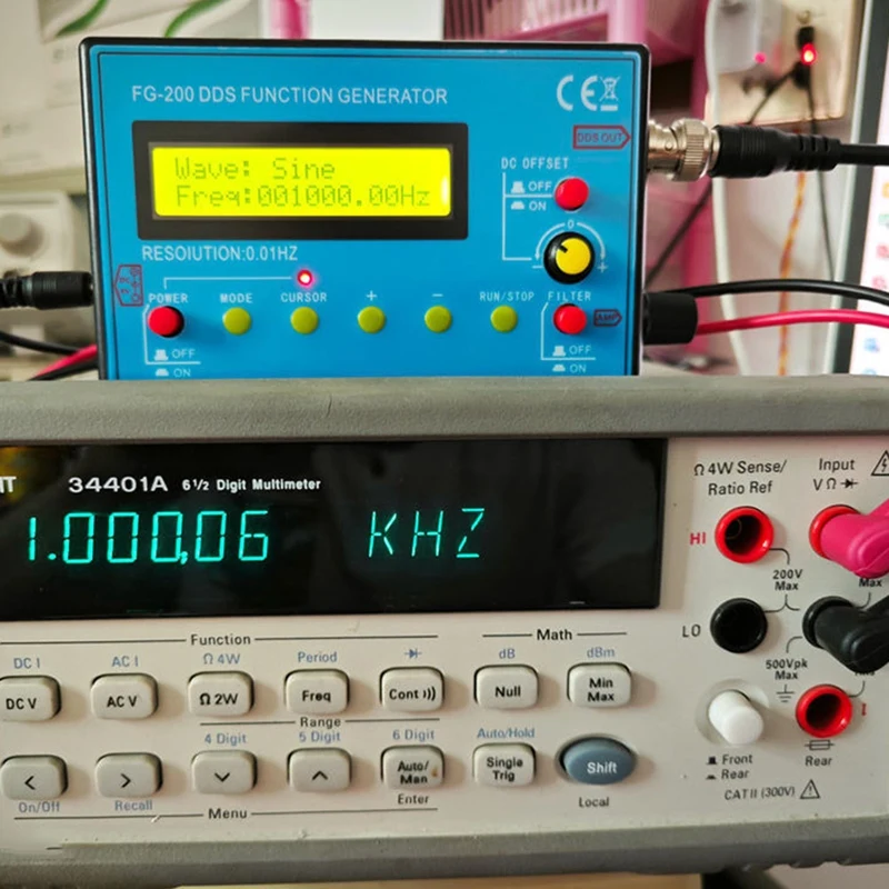 FG200 DDS Function Signal Generator Frequency Counter 0.01Hz - 500Khz Signal Source Module Sine+Square+Sawtooth Waveform