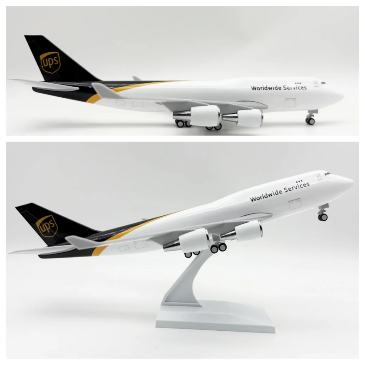 30cm Ups B747 Airplane Model Kit 1/240 Scale Diecast Resin Airplane Model With Stand Wheel For Aviation Gift Display Collection
