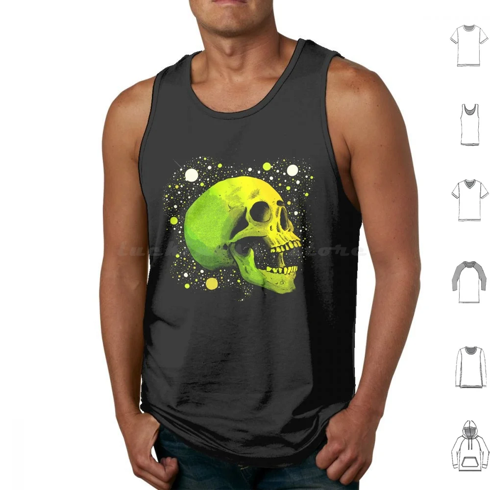 Skull Galaxy Tank Tops Vest Sleeveless Skull Skeleton Space Spooky Halloween Neon Retro Vintage Pat Peterson Death Galaxy