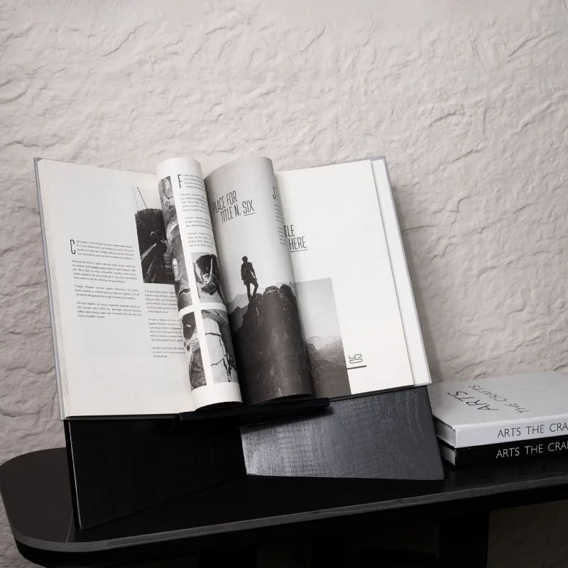 Mid-Century Black Solid Wood Book Stand Home Study Organizer for Reading Book Display Rack Living
