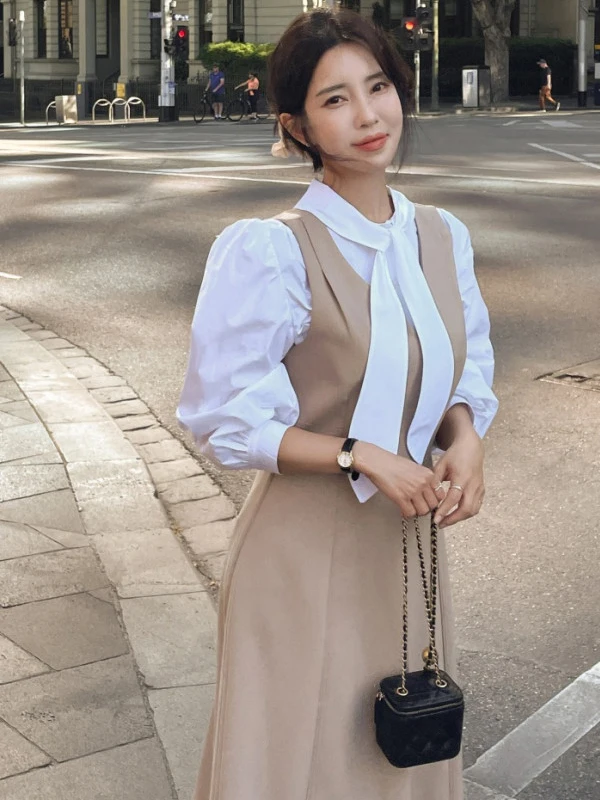 

Ele Korean Sle White irt Women's Faionable Sa High-Ne Long Sve Top Ele Simple Sle Cotton Blend irt