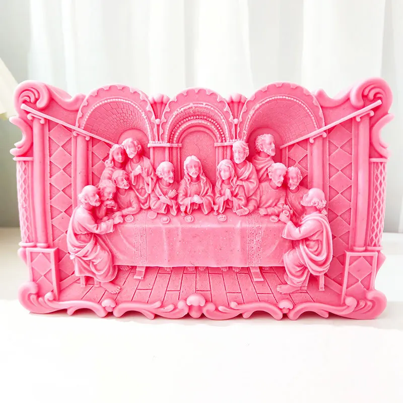 

The Last Supper Aromatherapy Candle Soap Silicone Mold European Relief Iconic Paintings Art Figures Photo Frame Decoration Mould