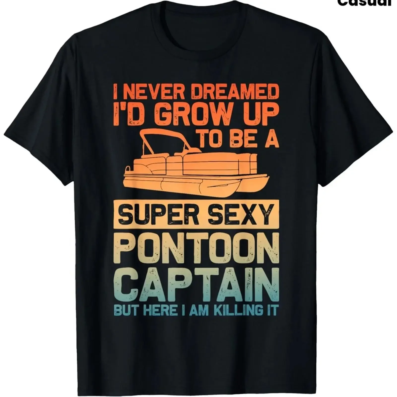 Funny Pontoon Boat Captain T Shirt for Men Nautical Humor Design with G vintage Washed Stylish Stretched Slightly Breathable