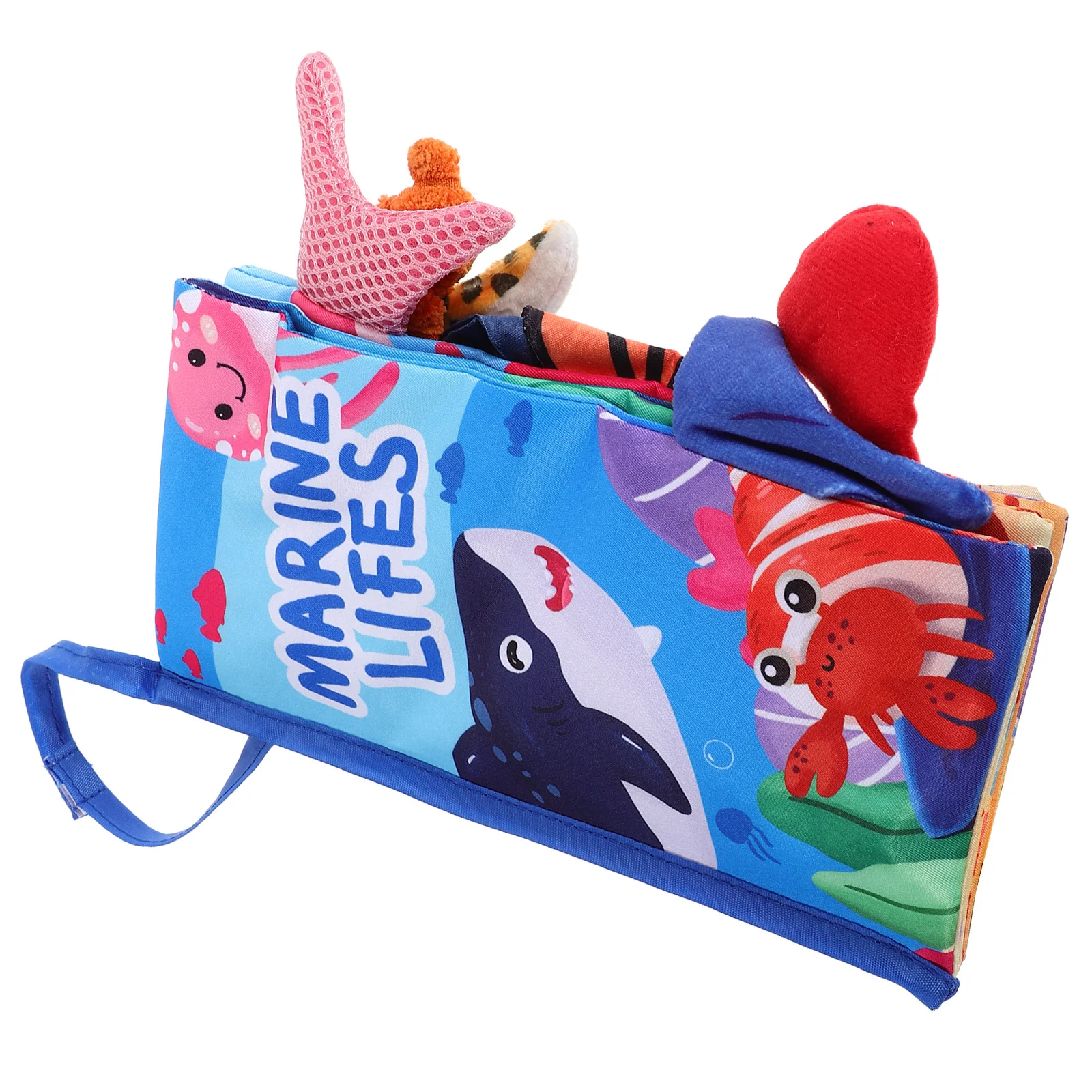 新生児布製絵本 海の漫画要素 ソフト軽量生地 赤ちゃん用クリンクルブック 感覚言語スキル用