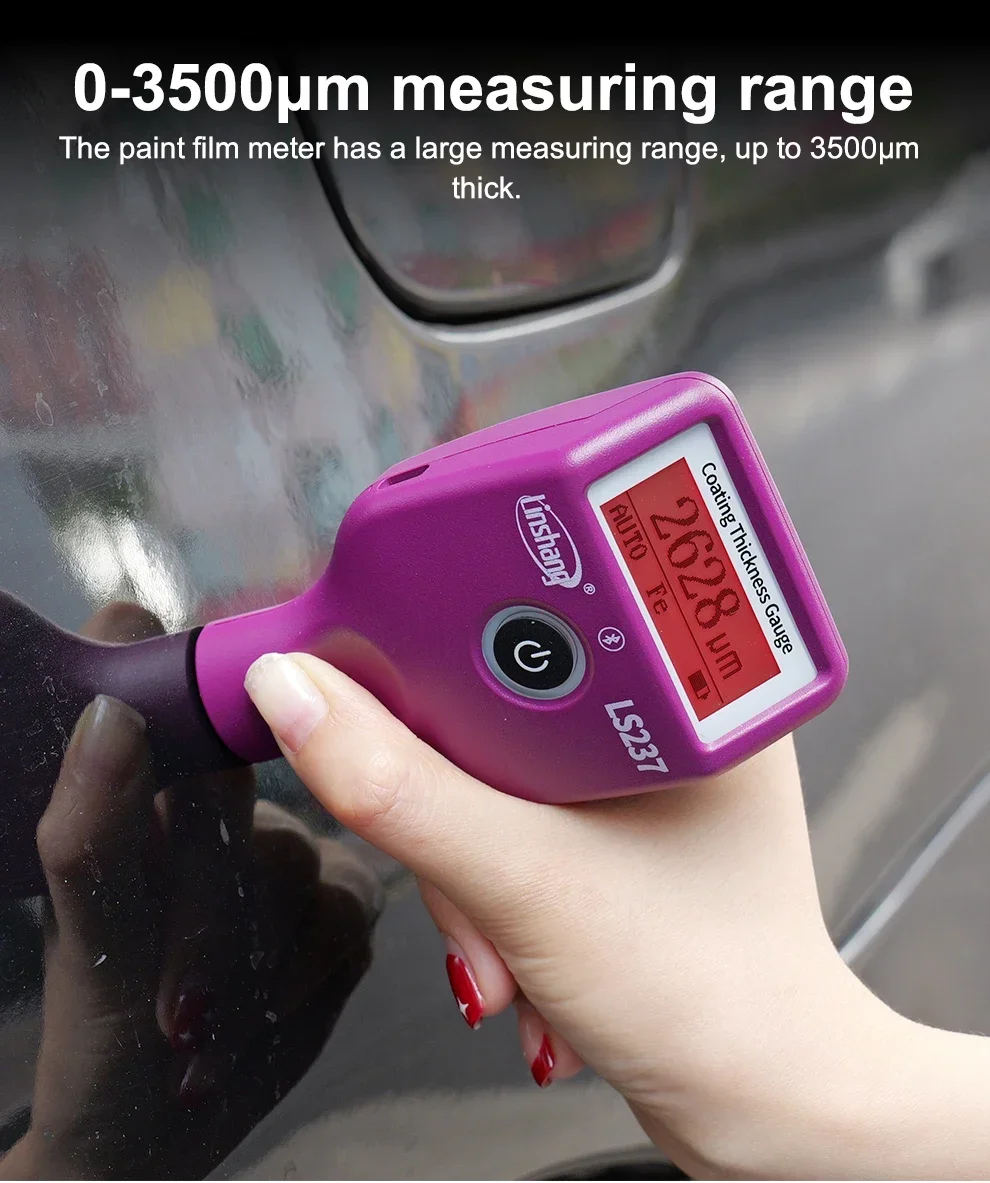 Rechargable LS237 Car Paint Thickness Gauge Checking Auto Coating Identify Ferrous Putty With Three Color and Rotatable Screen