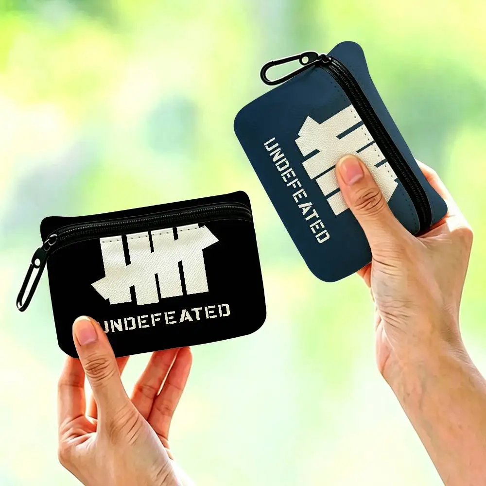 Sneaker Brand U-UndefeatedS Compact Oxford Cloth Coin Purse Detachable Carabiner Hook Portable Key Card Organizer Pouch