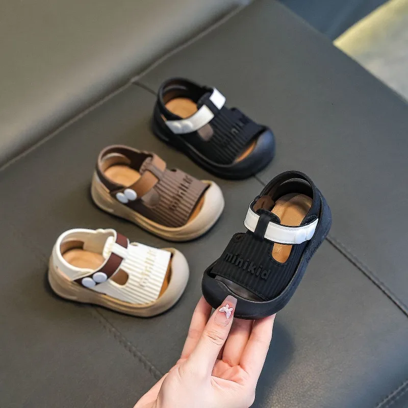 

Baby Sandals Cheap Summer Beach Shoes Toddler Sandals Soft Breathable PVC Little Boys Girls Close-toed Sandals For Baby