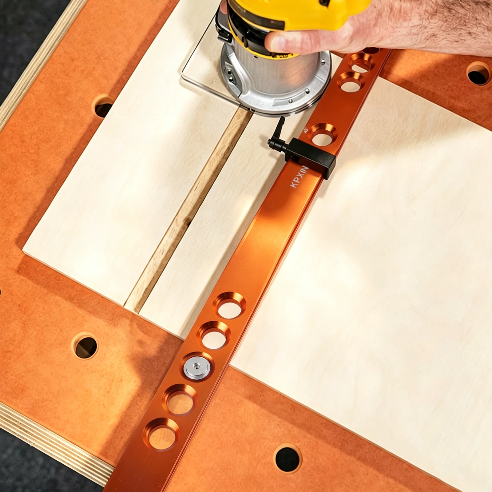 Woodworking Hole Table Fence Support Auxiliary Fixator, Positioning Ruler For MFT Workbench Accessory Woodworking For 20mm Hole