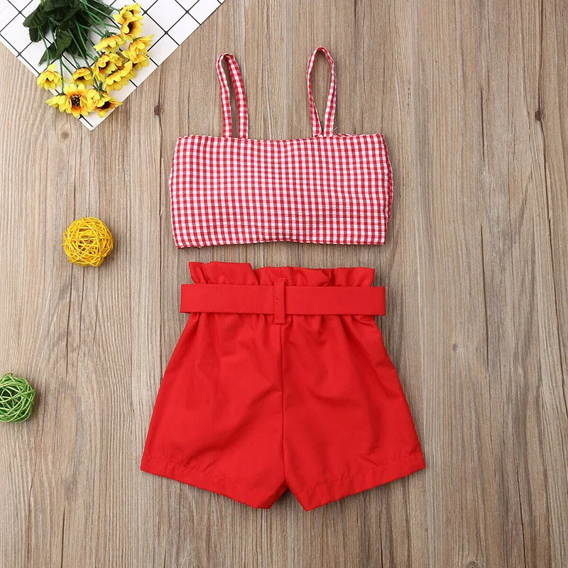 Spring New Girls Straps Suspender Top Lace-up Shorts Women's Treasure Sleeveless Fashion Casual Simple