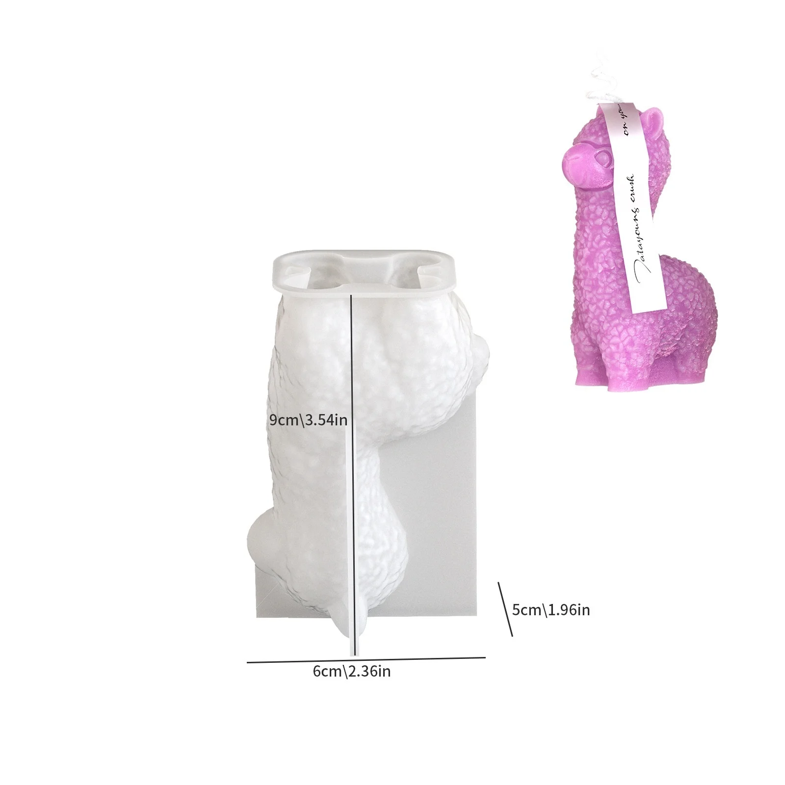 Alpaka-Silikon-Kerzenform – geeignet für DIY-Kerzenherstellung, Epoxidharz, Seifenherstellung – Geschenkform für Heimdekoration – Detail 2