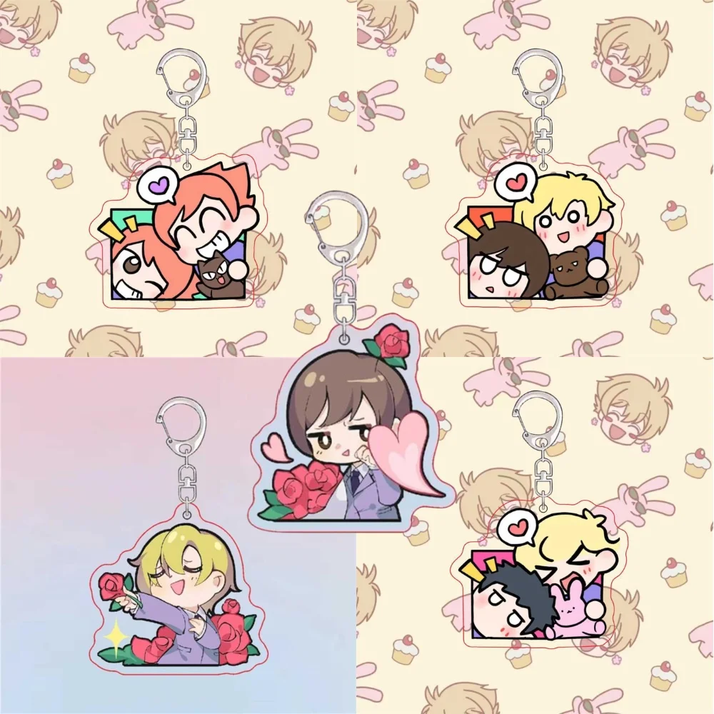 

6CM Anime Ouran High School Host Club Keychain Model Cosplay Charm Characters Ornament Accessories Goods Collection Gifts 5pcs