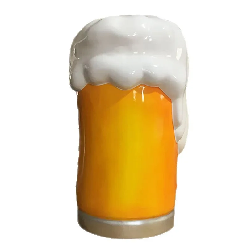 Large beer cup model, simulated luminous sculpture, wall decoration of the clock in the entrance of the coffee shop