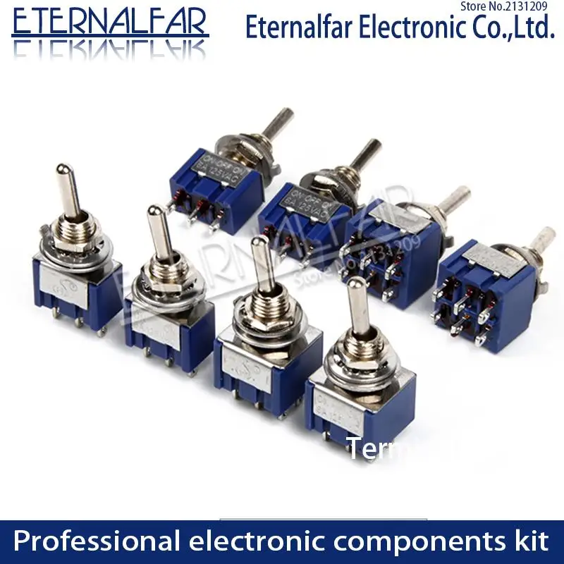SPDT Latching Toggle Switch 6A 125V MTS-102 103 MTS-202 203 3A 250 AC Mini 3 6PIN ON-ON ON-OFF-ON Rocker Switches Lights Motors