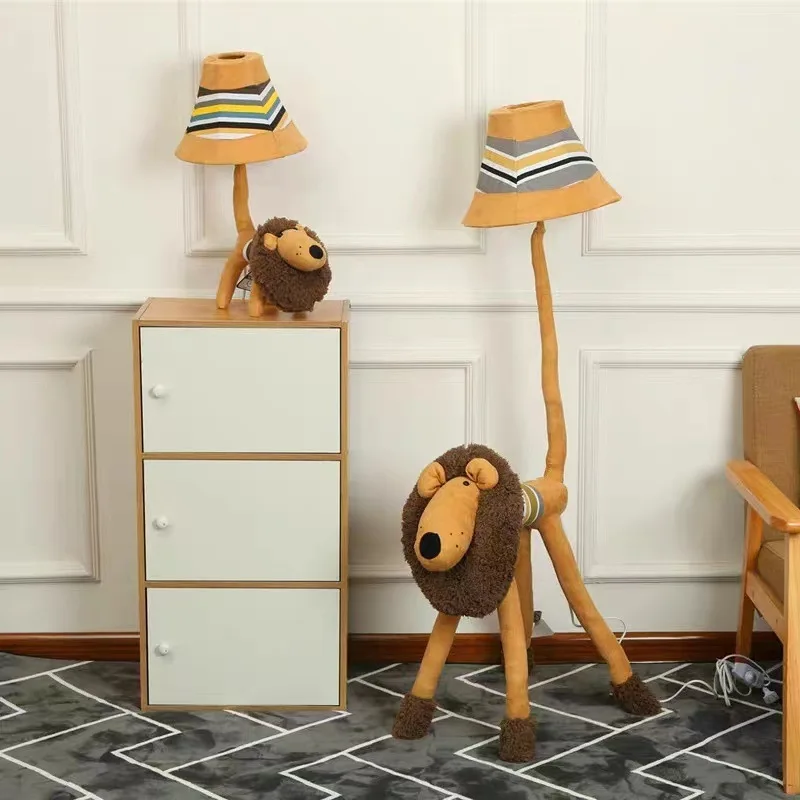 Floor Stand Lamp Decoration Fabric Handmade Animal Lion Monkey Poodle Dog Sheep Antelope Kids Floor Light for living room
