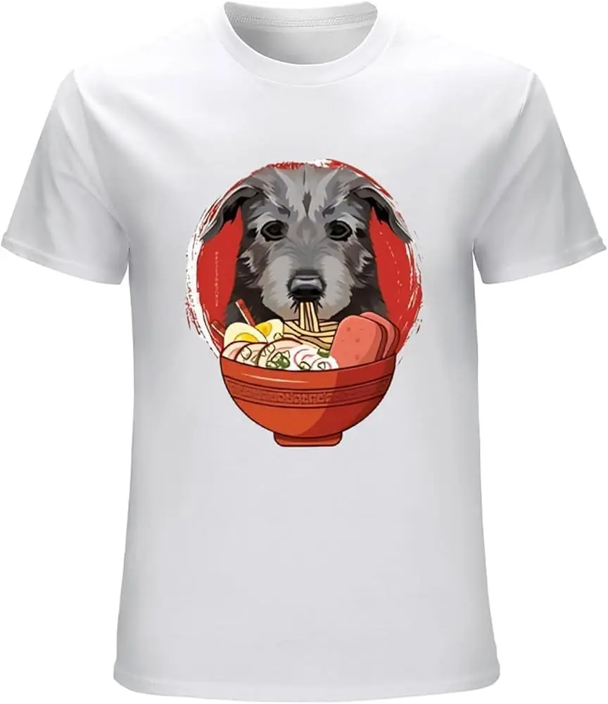 

Irish Wolfhound Ramen Lover T-Shirt Funny Men's Tee Gift High Quality 100%Cotton Short Sleeve